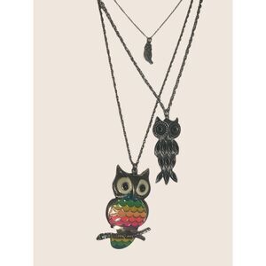 🦉 VTG OWL NECKLACES PENDANTS CHARMS COSTUME FASHION JEWELRY BUNDLE LOT